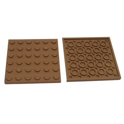 LEGO Plate 6 x 6 part 3958 with 36 top studs and underside tube structure medium nougat