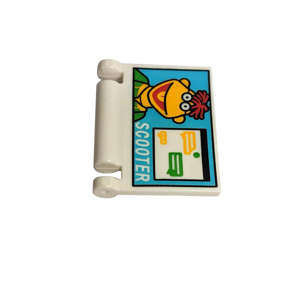 LEGO Book Cover with Scooter and Chat Pattern, front view