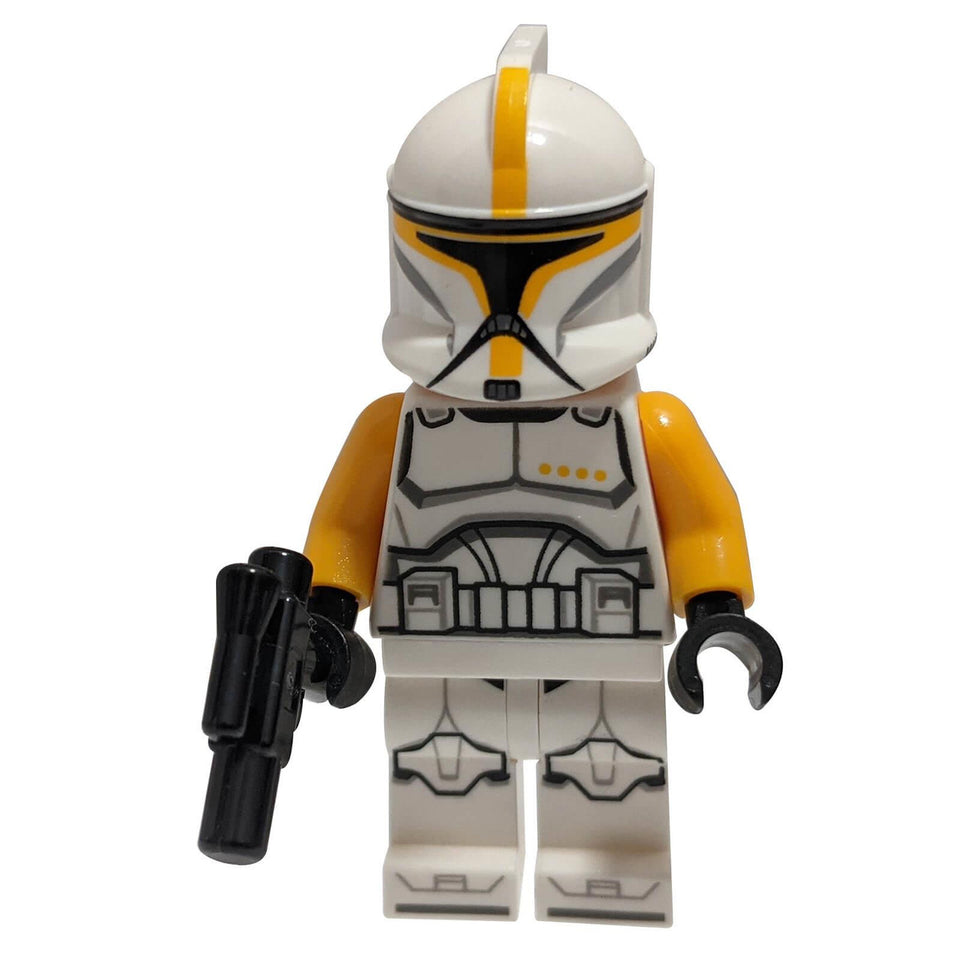LEGO ميني فيغور قائد جنود الاستنساخ (برتقالي فاتح لامع العلامات) مع سلاح - sw1146wpnew (عرض الحركة الديناميكية)