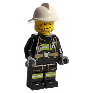 Fire - Reflective Stripes with Utility Belt, White Fire Helmet, Beard Stubble