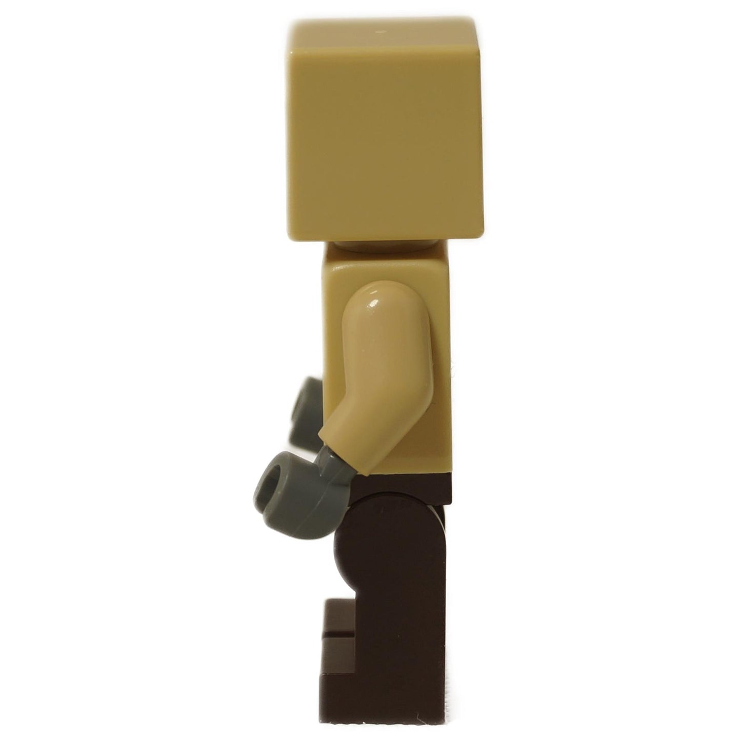 Side view of LEGO® Minecraft Husk Minifigure (min177) showing blocky head and tan arms matching its desert zombie design.