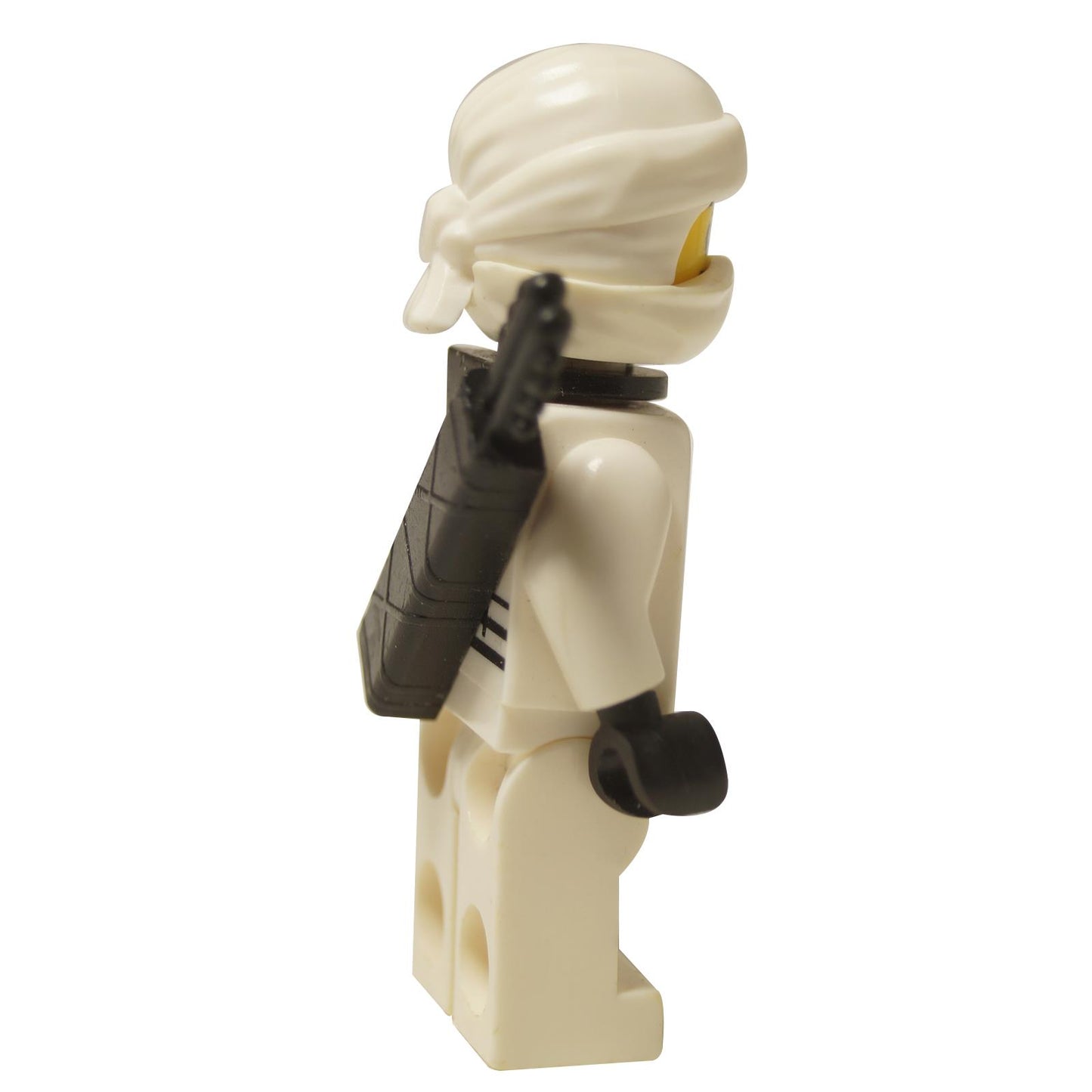 LEGO® NINJAGO® Movie Zane minifigure (njo0318) side view showing white hood and black quiver accessory.