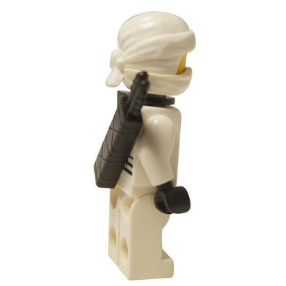 LEGO® NINJAGO® Movie Zane minifigure (njo0318) side view showing white hood and black quiver accessory.