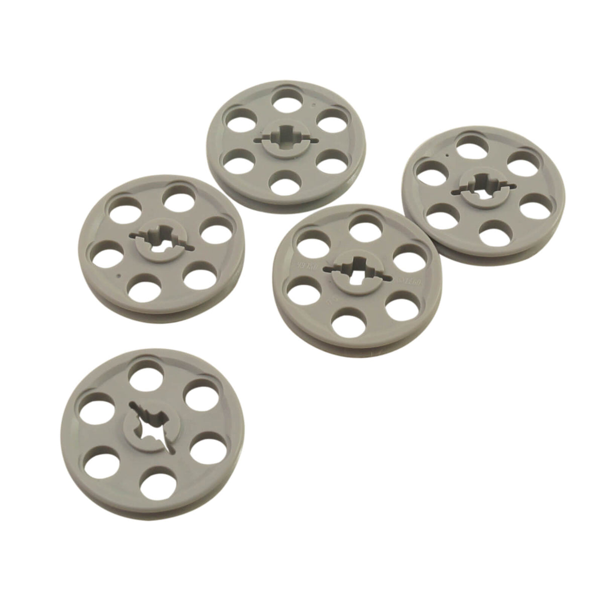 LEGO® 4185 Technic Wedge Belt Wheel (Pulley) front view in light bluish gray