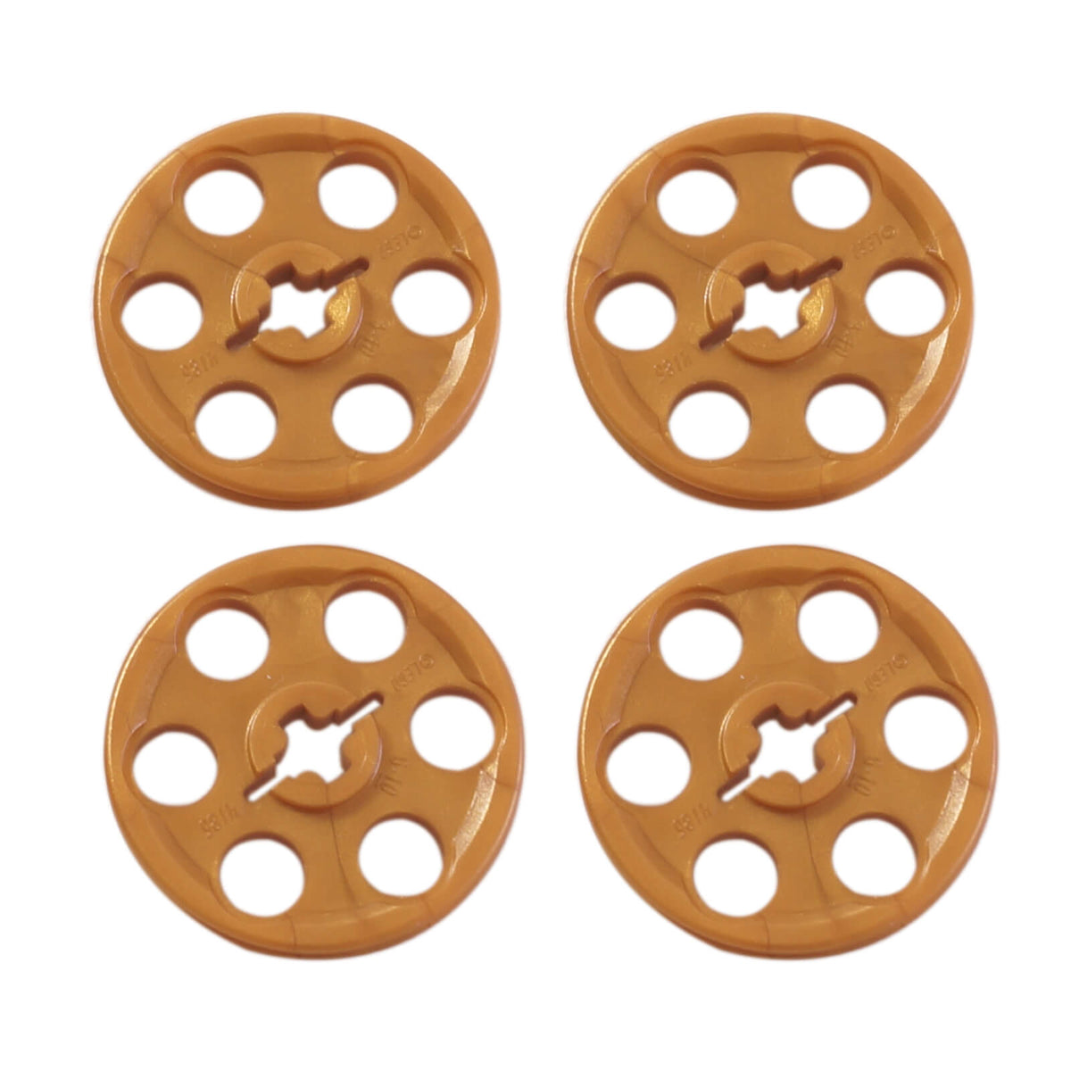 LEGO® 4185 Technic Wedge Belt Wheel (Pulley) front view in pearl gold