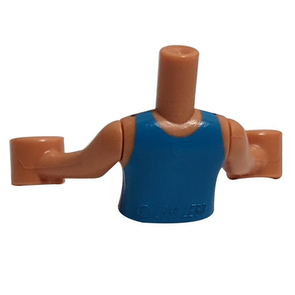 Nougat Torso Mini Doll Girl Dark Pink and Dark Azure Wetsuit with Seahorse Logo Pattern, Nougat Arms with Hands