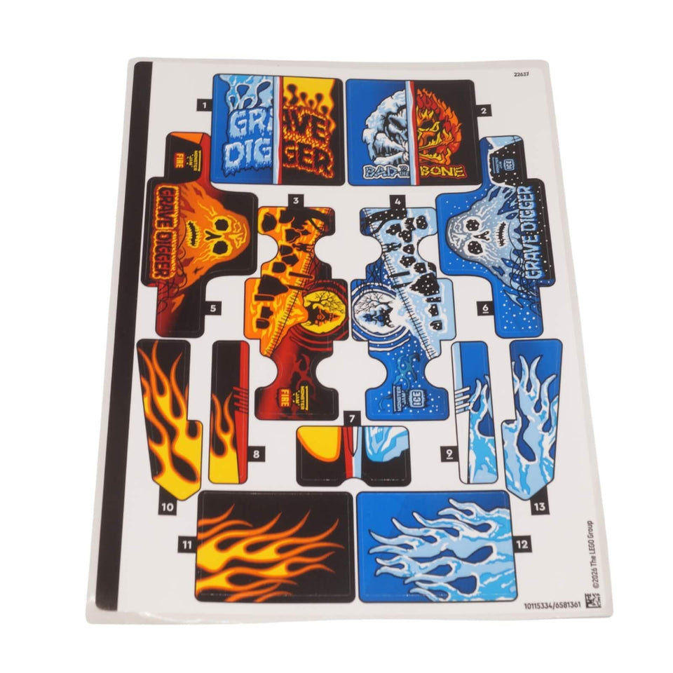 LEGO® sticker sheet 42219stk01 for set 42219 with fire and ice graphics