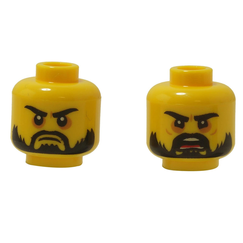 LEGO® Minifigure Head 3626pb1931 dual-sided with black beard and angry expression