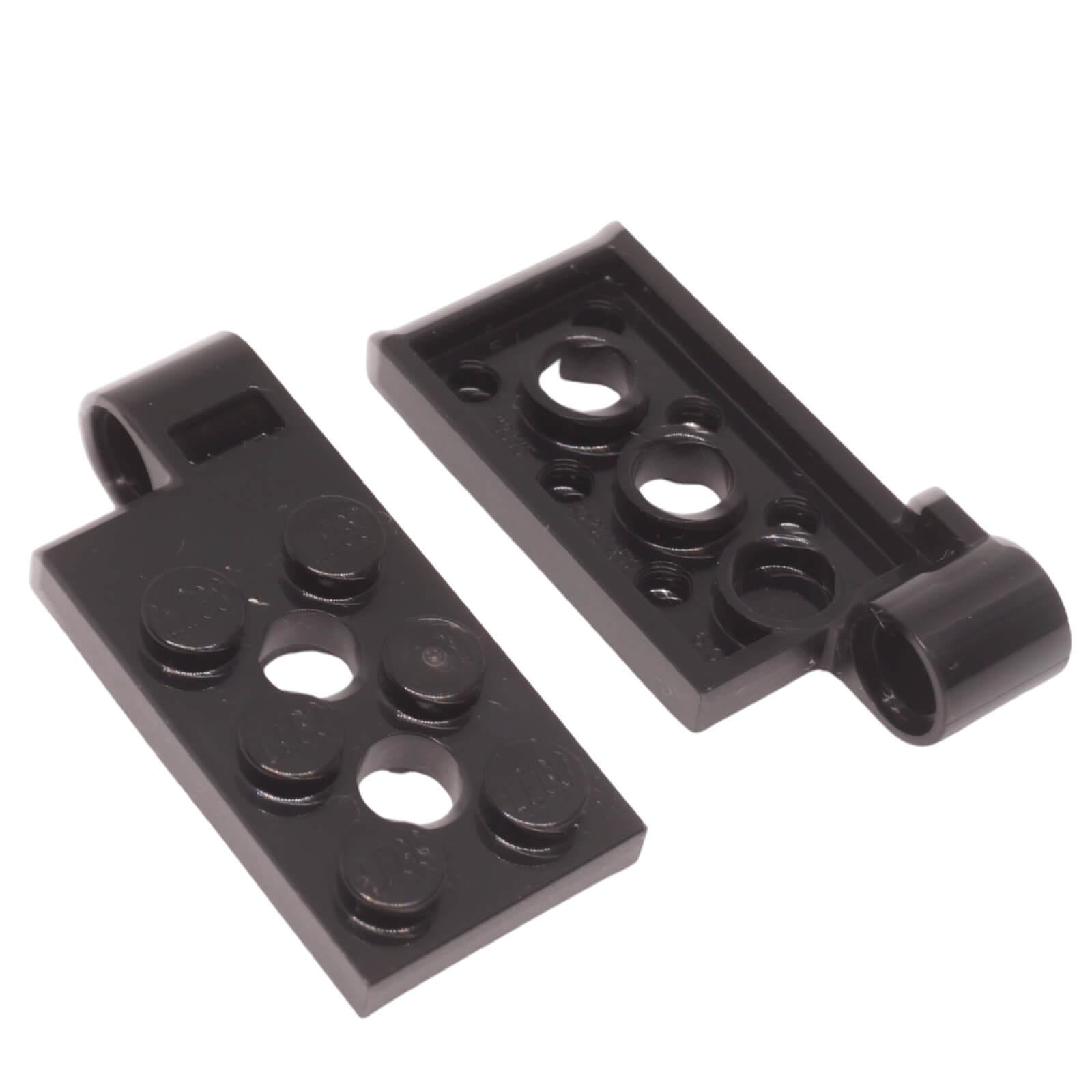 LEGO® hinge plate 43045 2 x 4 with pin hole two open holes and hinge barrel black