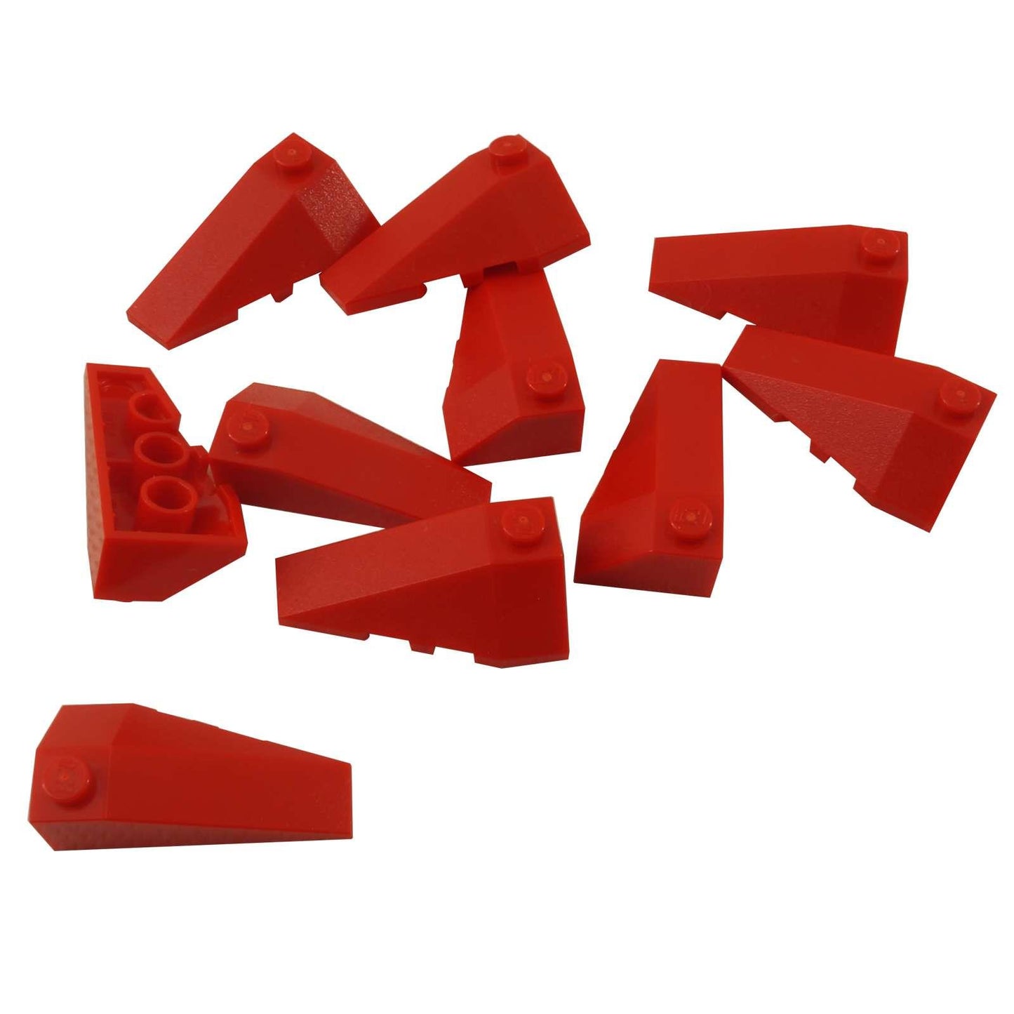 Vermelho LEGO® peça wedge 4x2 com inclinação tripla à esquerda 43710 usada para modelagem angular em veículos e construções
