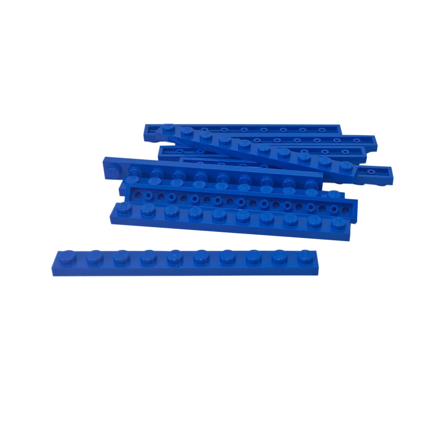LEGO® plate 1x10 flat building piece 4477 used for narrow structural support and detailing, blue
