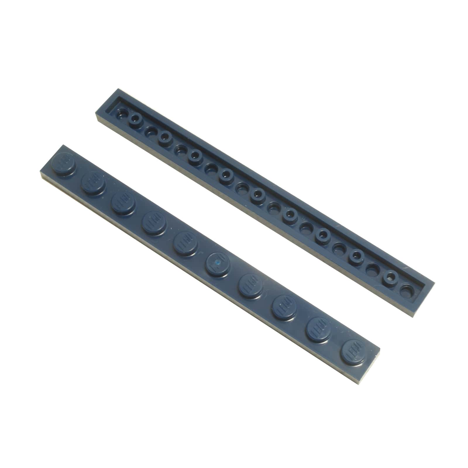 LEGO® plate 1x10 flat building piece 4477 used for narrow structural support and detailing, dark blue
