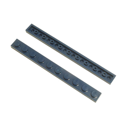 LEGO® plate 1x10 flat building piece 4477 used for narrow structural support and detailing, dark blue
