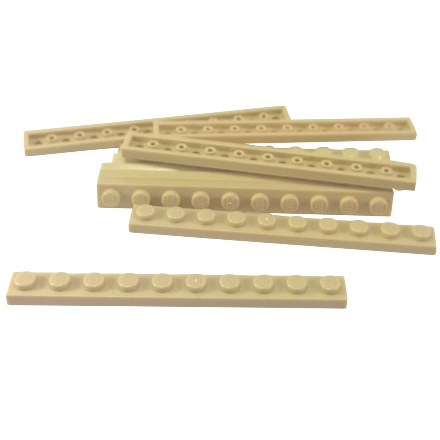 LEGO® plate 1x10 flat building piece 4477 used for narrow structural support and detailing, tan
