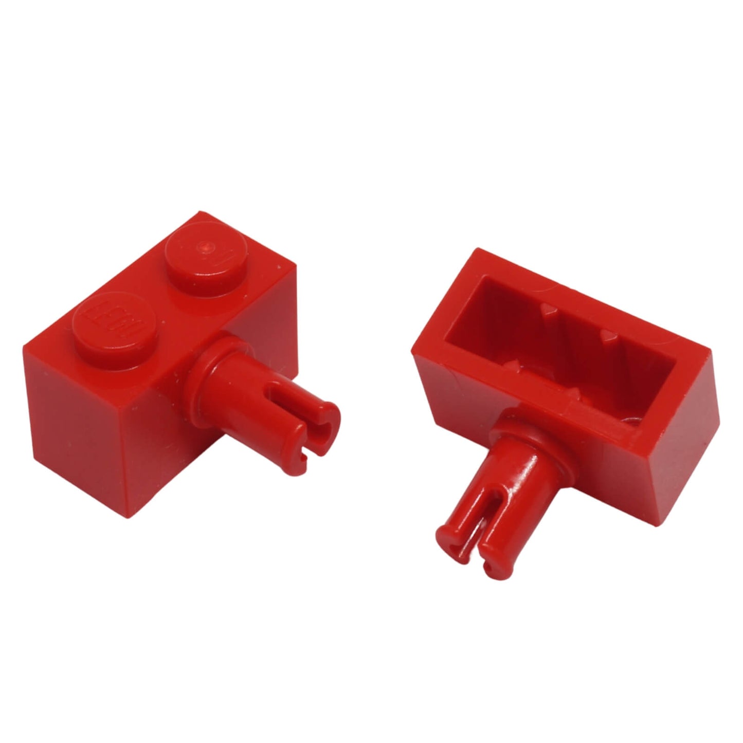 LEGO® modified brick 44865 1 x 2 with side pin and bottom stud holder red