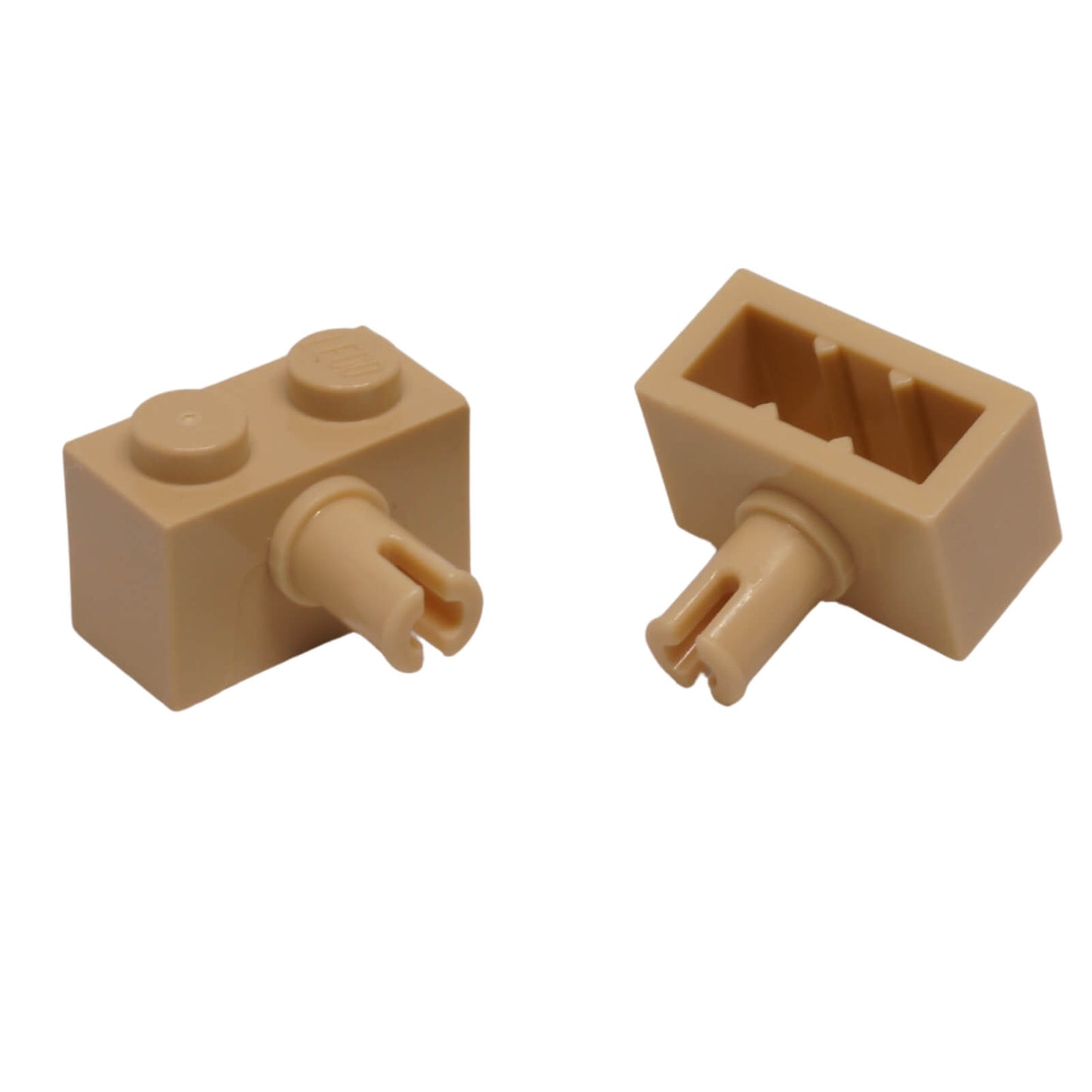 LEGO® modified brick 44865 1 x 2 with side pin and bottom stud holder tan