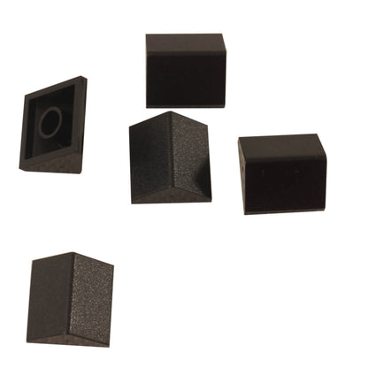Black 45 degree 2x2 double slope brick, part 3043, with smooth angled surfaces