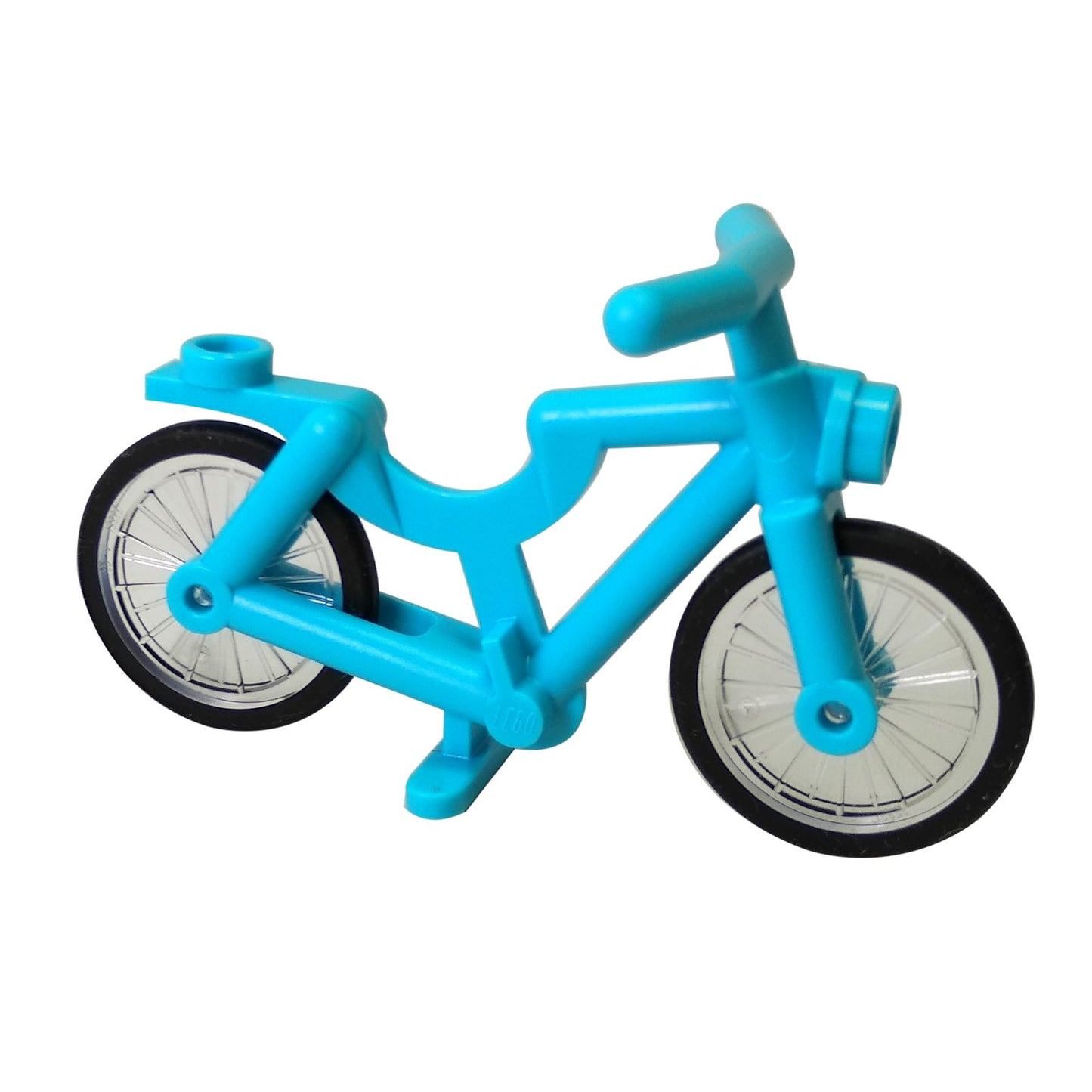 LEGO® bicycle 4719c02 with medium azure frame handlebars trans-clear wheels and black hard rubber tires