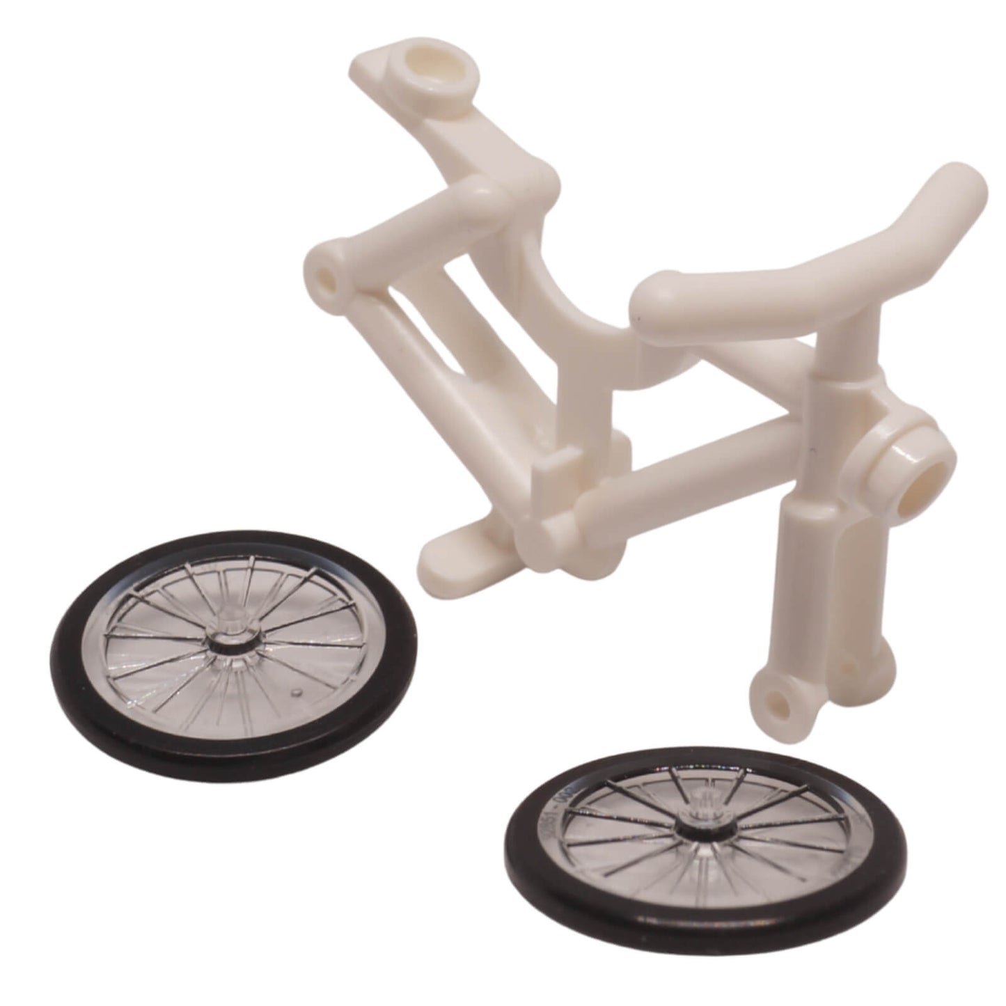 LEGO® bicycle 4719c02 with white frame handlebars trans-clear wheels and black hard rubber tires