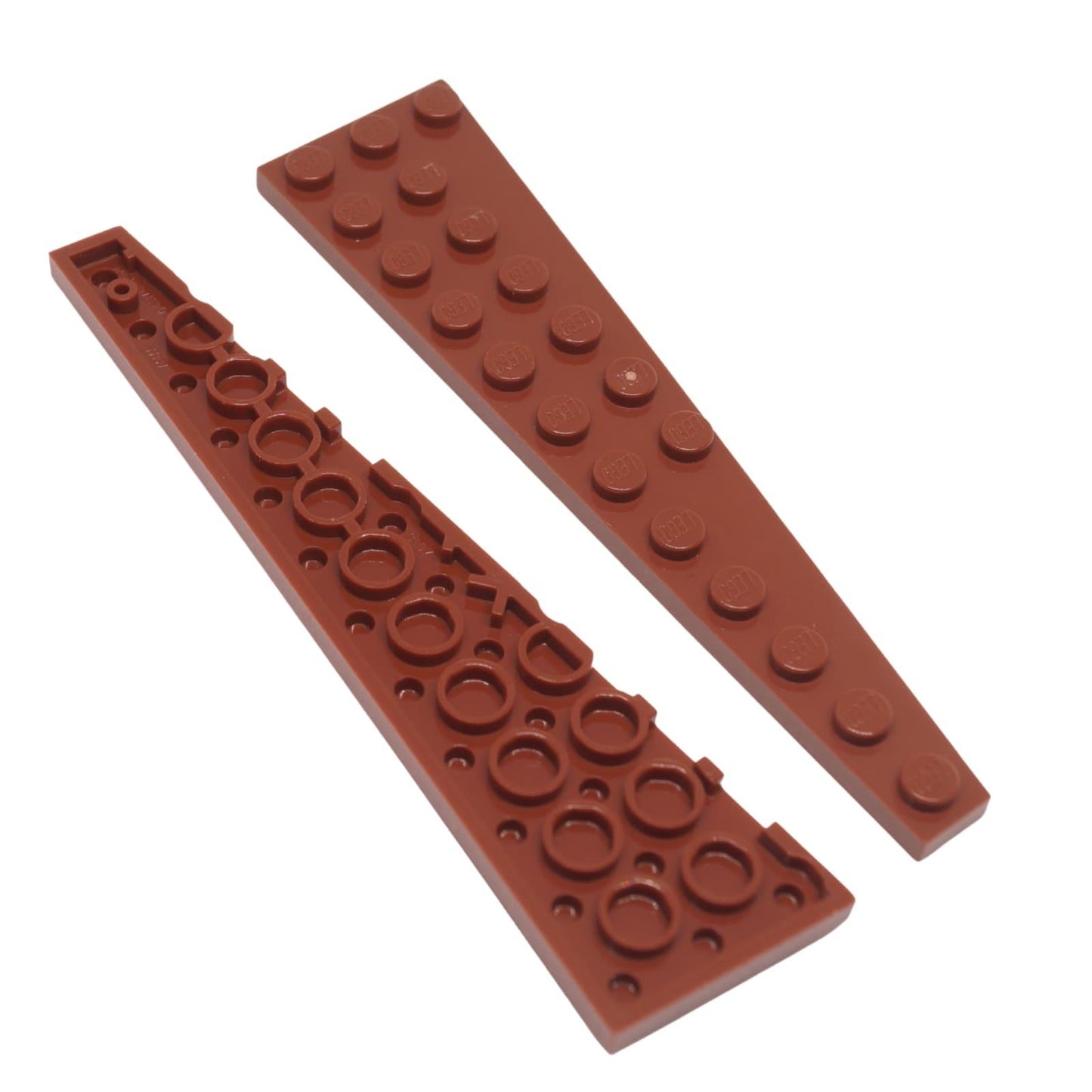 Reddish brown wedge plate 12x3 left part 47397 angled building piece
