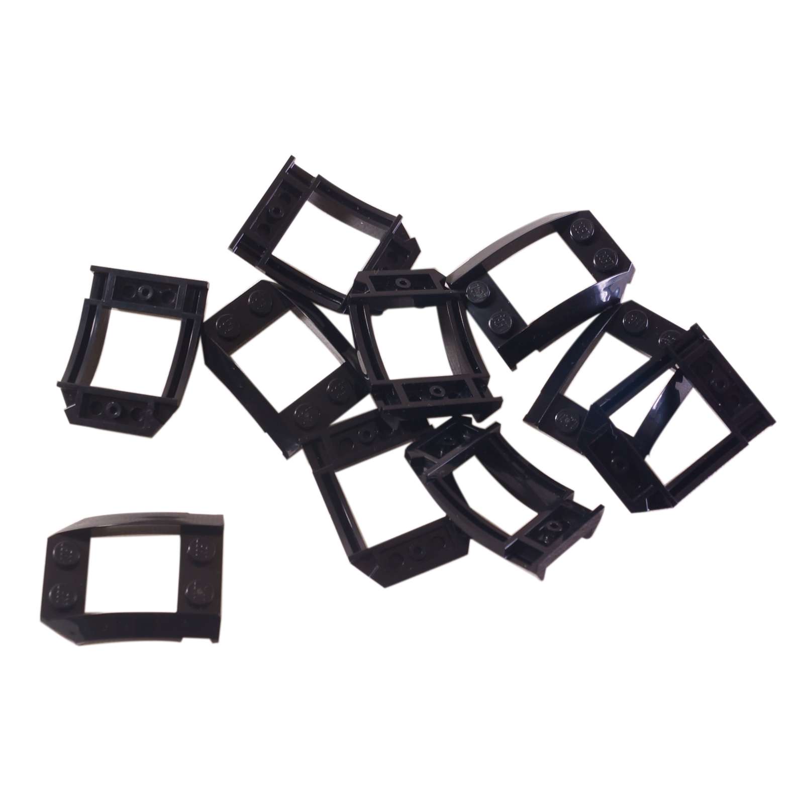 LEGO® wedge 4x3 open with cutout and four studs 47755 used for angled detailing and structural shaping, black
