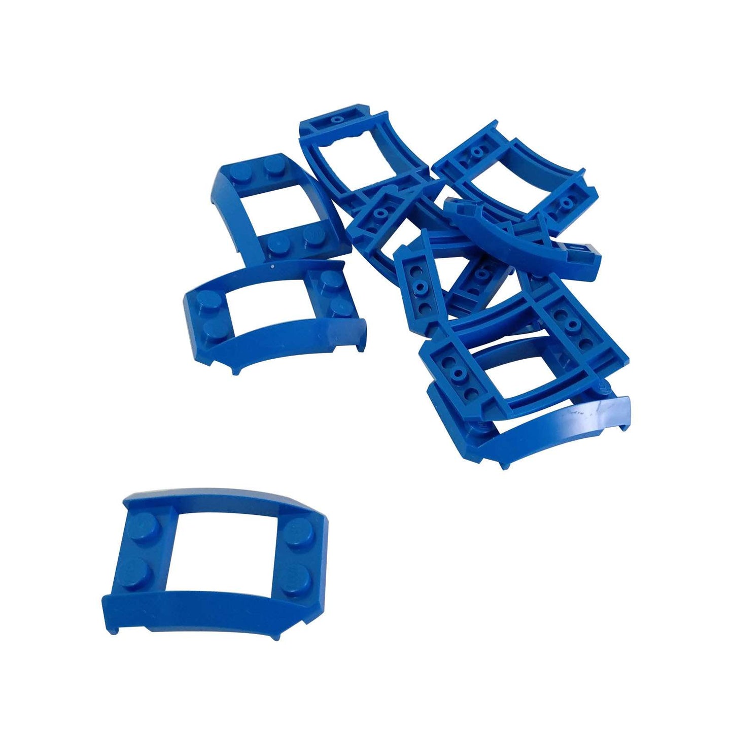 LEGO® wedge 4x3 open with cutout and four studs 47755 used for angled detailing and structural shaping, blue
