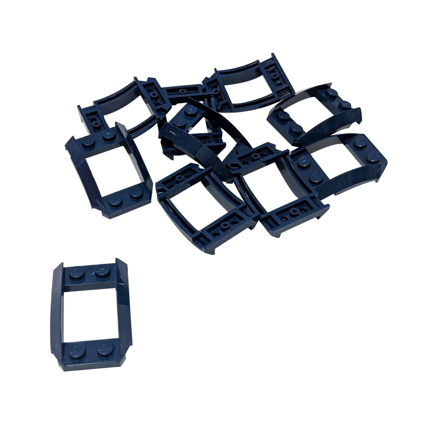 LEGO® wedge 4x3 open with cutout and four studs 47755 used for angled detailing and structural shaping, dark blue
