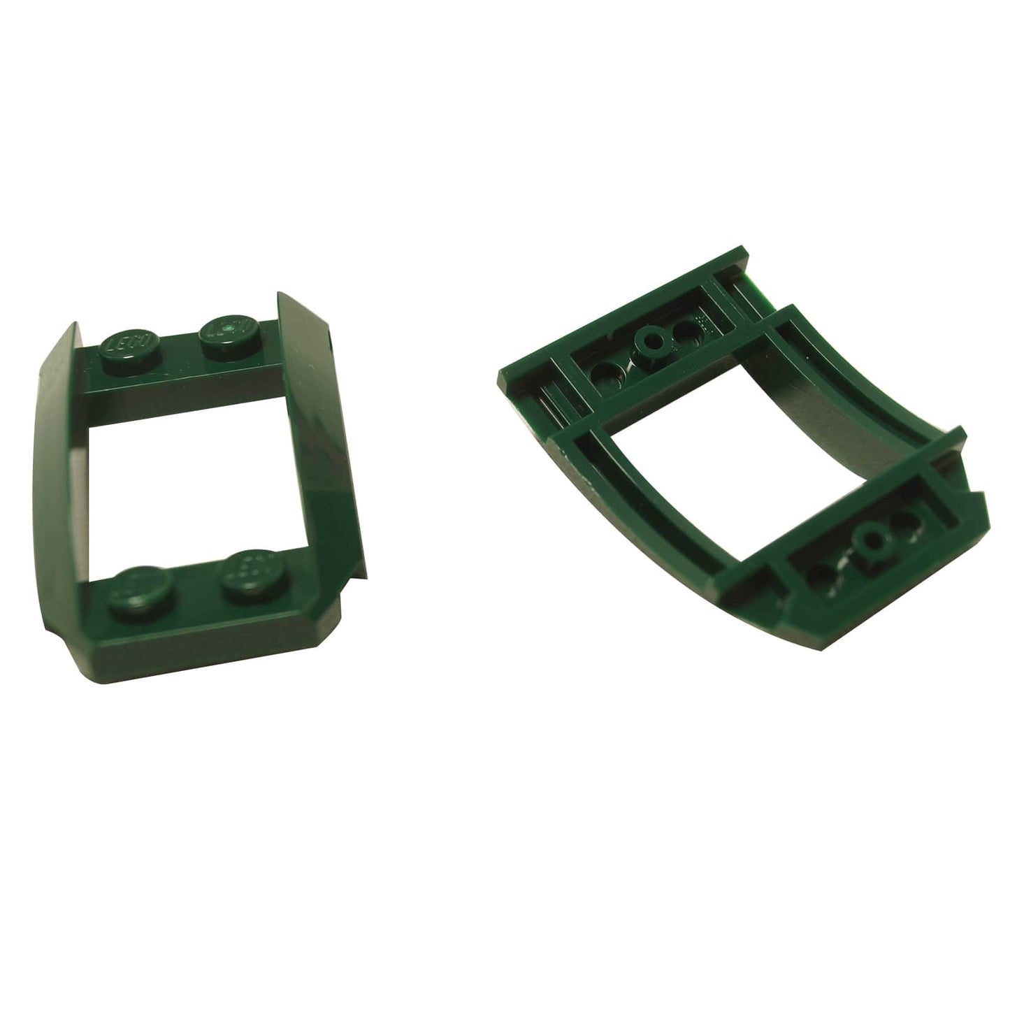 LEGO® wedge 4x3 open with cutout and four studs 47755 used for angled detailing and structural shaping, dark green
