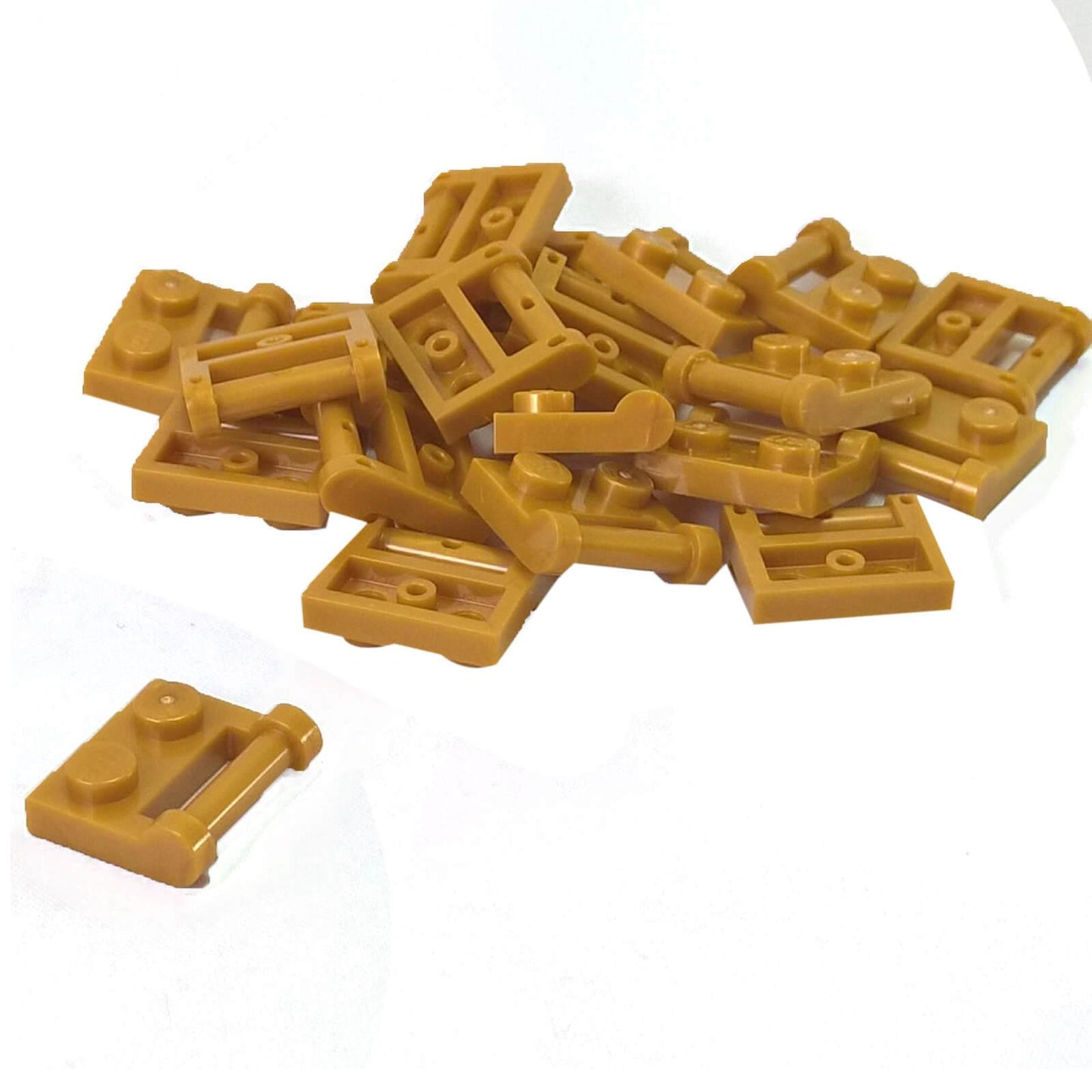 LEGO® modified plate 48336 1 x 2 with side bar handle and closed ends pearl gold