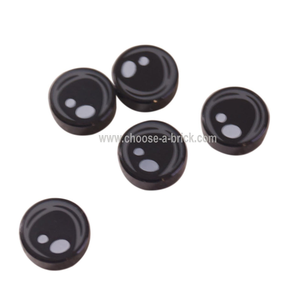 LEGO Piese - Negru Placă, Rotundă 1 x 1 cu 2 Alb Puncte și Gri Albastru Închis Model de Contur Circular Irregular