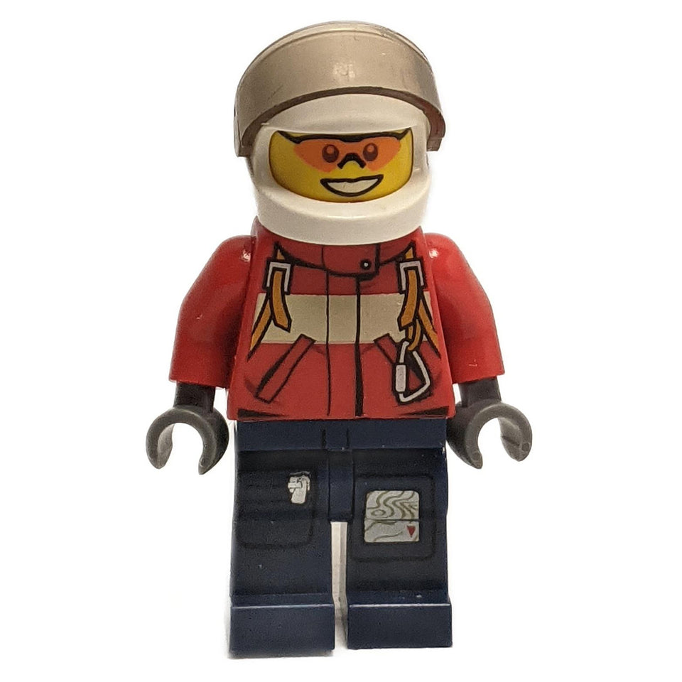 Piloto de Bombero Masculino con Casco Blanco y Traje de Bombero Rojo 