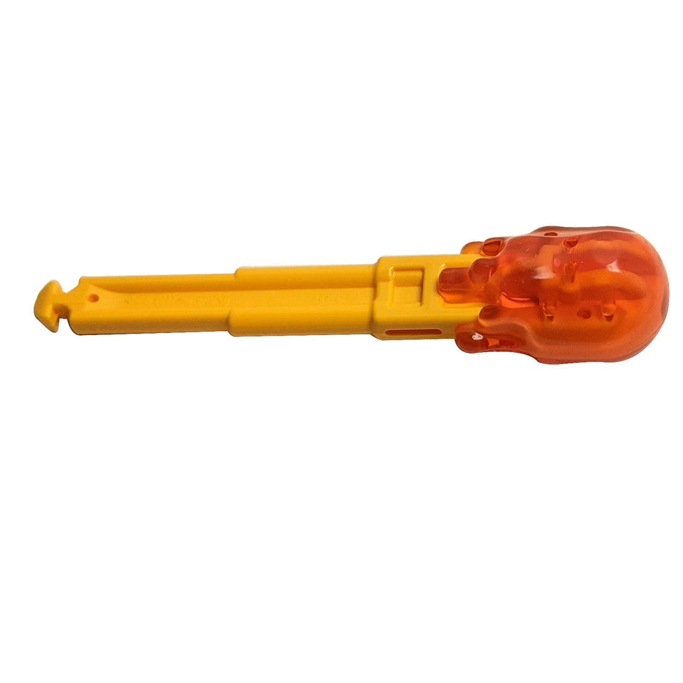 Flecha de proyectil, eje sólido con 4 muescas y extremo redondeado con patrón de extremo moldeado en color naranja translúcido 