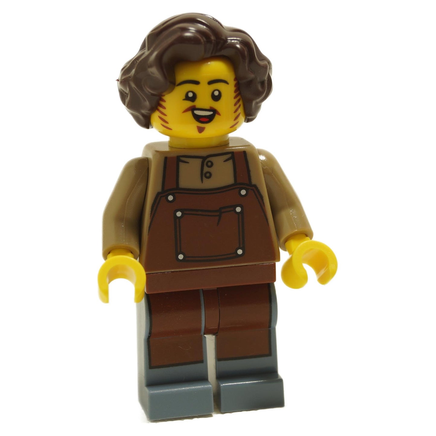 Tavern Keeper - Male, Reddish Brown Apron, Sand Blue Legs, Dark Brown Hair