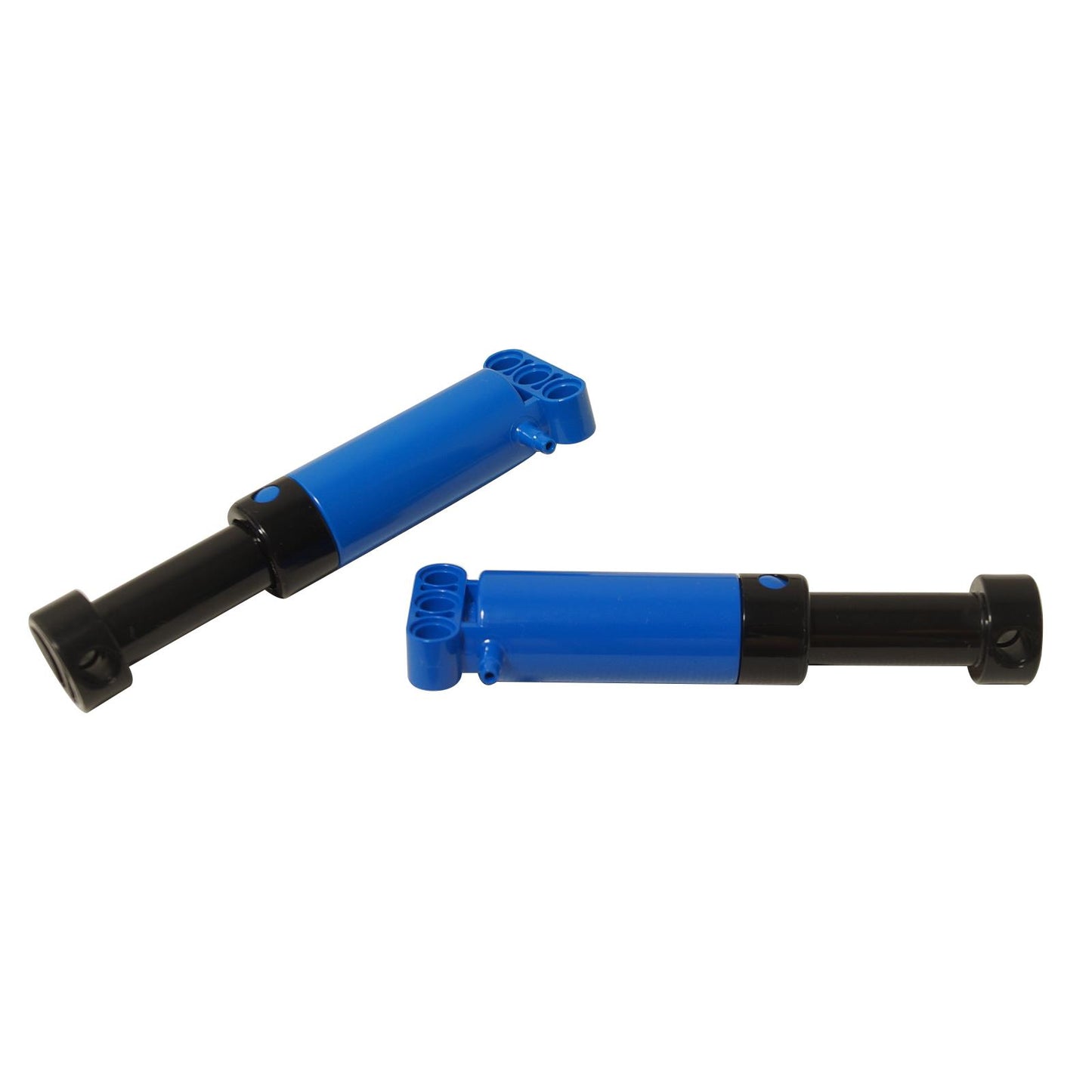 LEGO® Technic Pneumatic Pump Large 11L with 1x3 Liftarm 26288c01 in blue and black, shown extended and compressed
