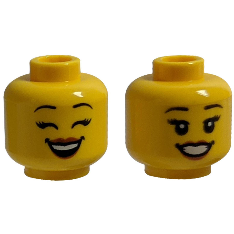 Patrón de sonrisa femenina de doble cara con dientes, ojos abiertos / ojos cerrados - Estudio hueco 