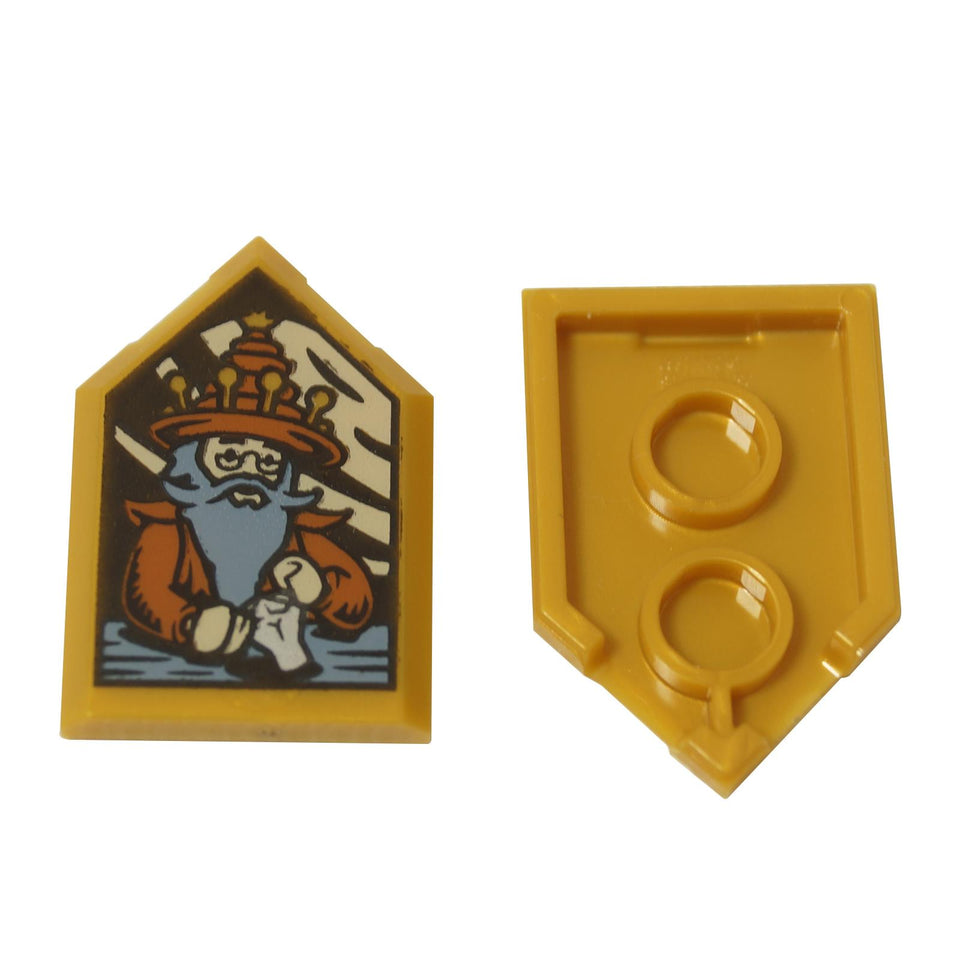 LEGO® minifigure portrait tile featuring Wizard Basil Fronsac, illustrated character face artwork for decorative builds and displays