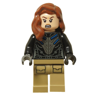 LEGO® Ruth Bat-Seraph (Sabra) minifigure (sh1002) featuring alternate angry face, printed torso armor, and brown wavy hair from Marvel.
