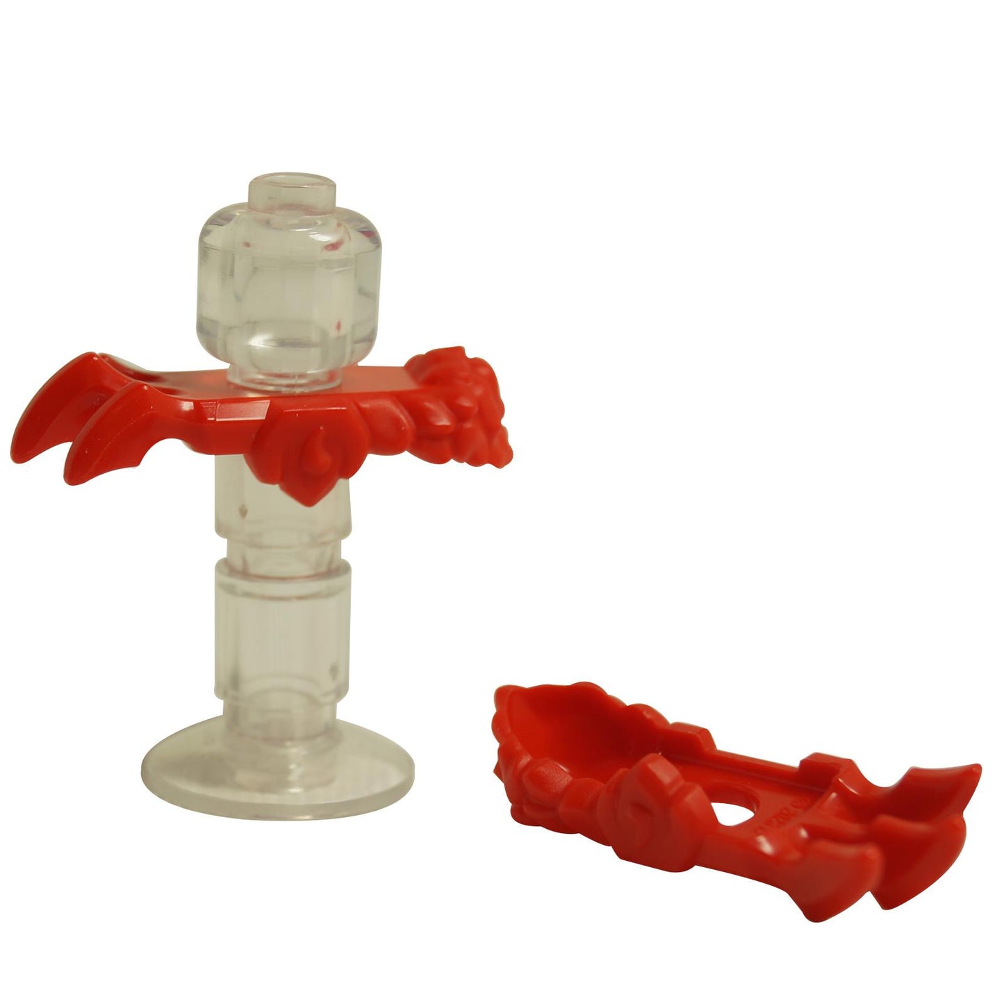 Red LEGO® minifigure armor shoulder pads with fur and three spikes claws (Part 5309) warrior style armor accessory