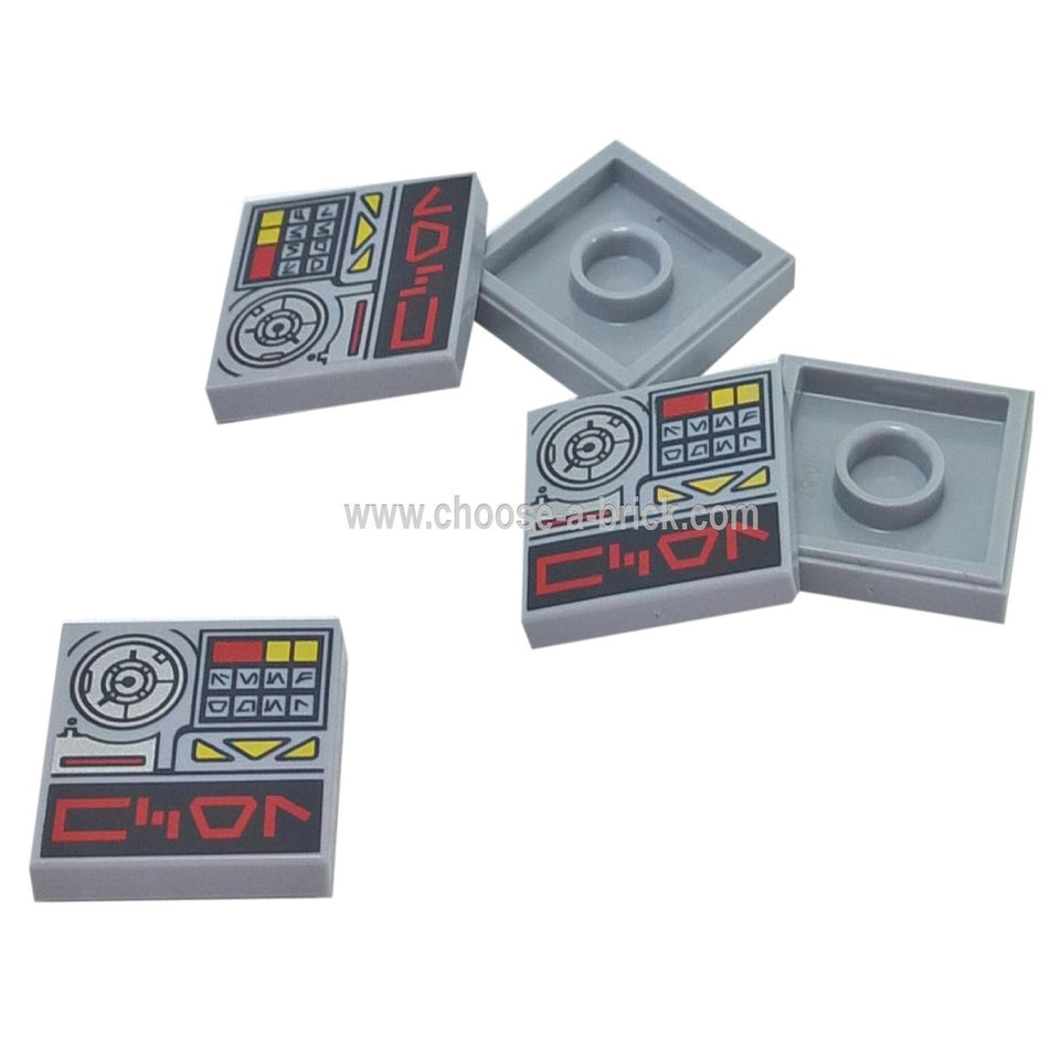 Плита 2 x 2 с персонажами инопланетян Aurebesh 'LOCK' и узором ключевых элементов - LEGO Детали и детали