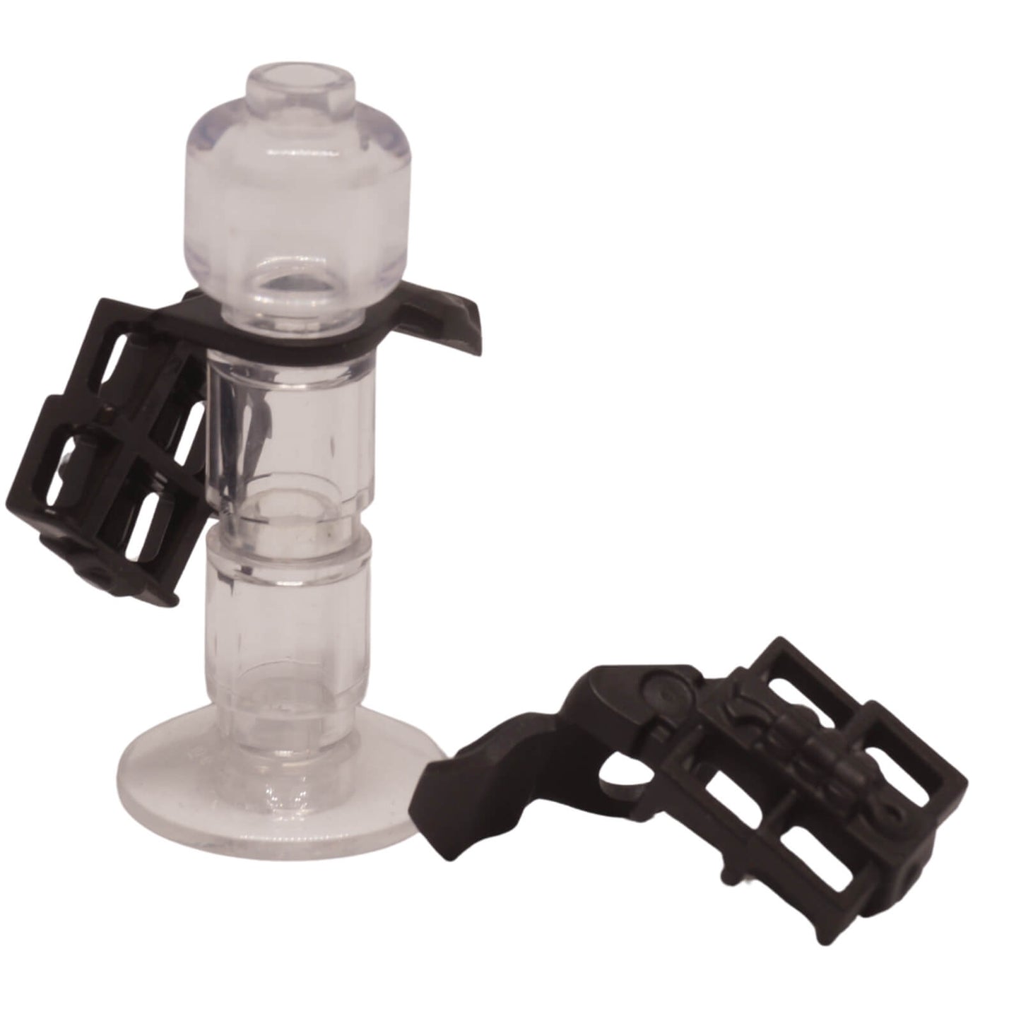 Black LEGO minifigure bodygear part 5501 with shoulder armor and rear scabbard for two swords black