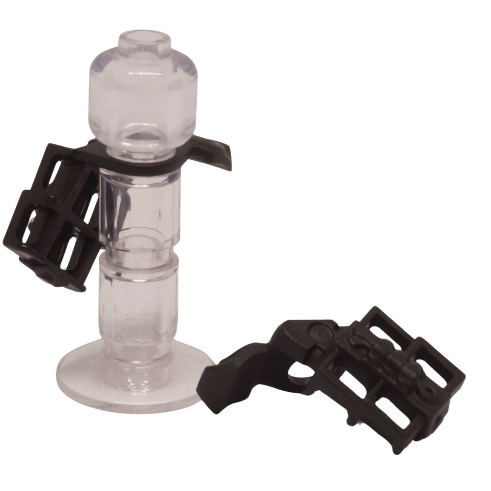 Black LEGO minifigure bodygear part 5501 with shoulder armor and rear scabbard for two swords black