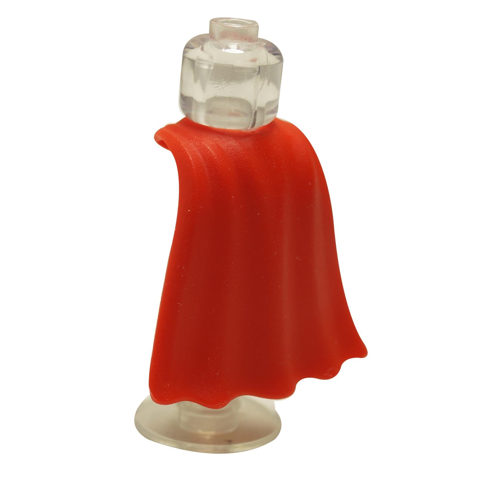 Back view of LEGO® minifigure flexible rubber cape billowing (part 5725) in red showing flowing wind-swept cape shape
