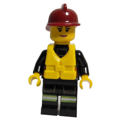 Female firefighter with life jacket and Pink Lips