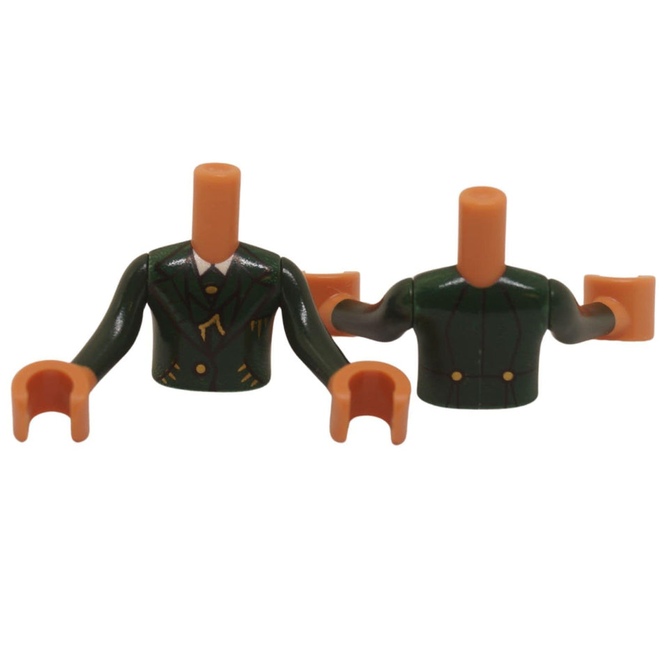 LEGO Mini Doll Boy Suit Jacket FTBpb130c01 dark green formal coat with gold chain front view