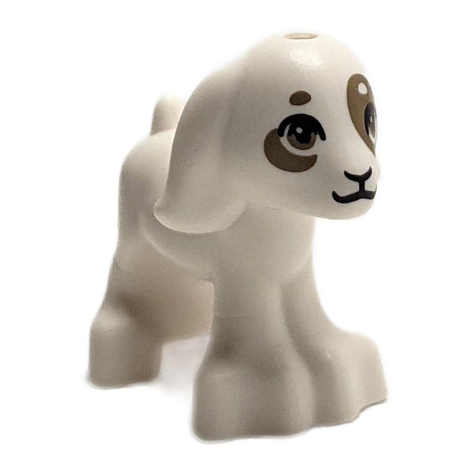 LEGO Baby Goat, white with brown eye patch, side view