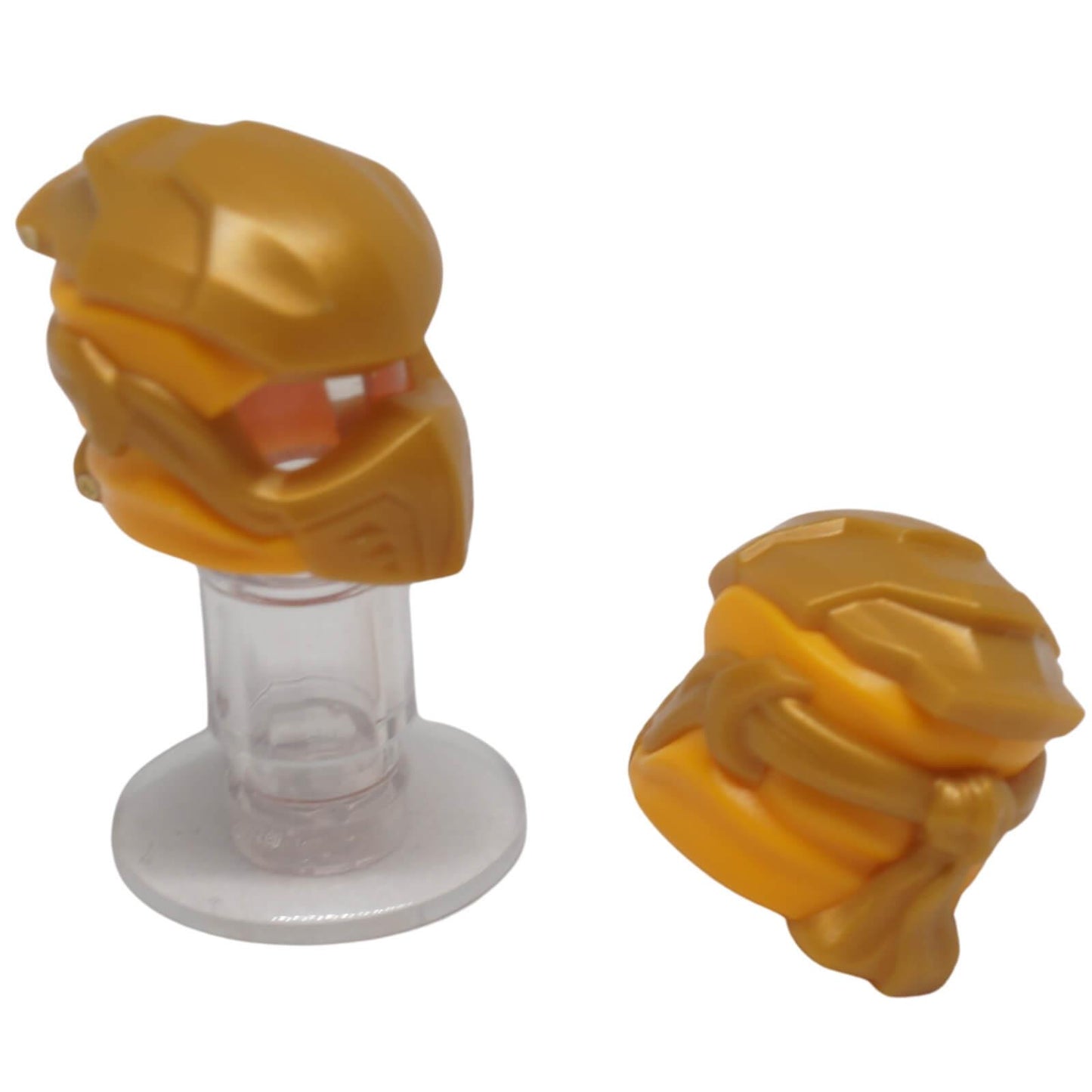 LEGO NINJAGO Wrap Type 10 headgear 5990pb01 with Pearl Gold armour shown in an bright light orange wrap variant
