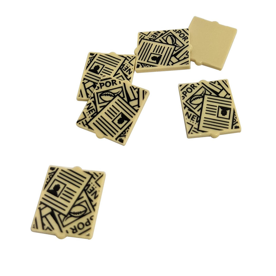 Tan Glass for Window 1 x 2 x 2 with Scattered Newspapers Pattern