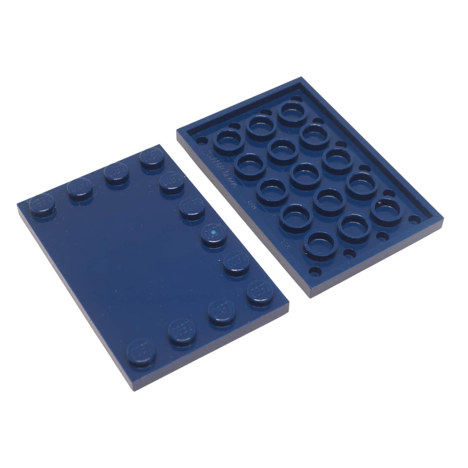 LEGO® modified tile 6180 4 x 6 with studs on edges and underside tube connections dark blue