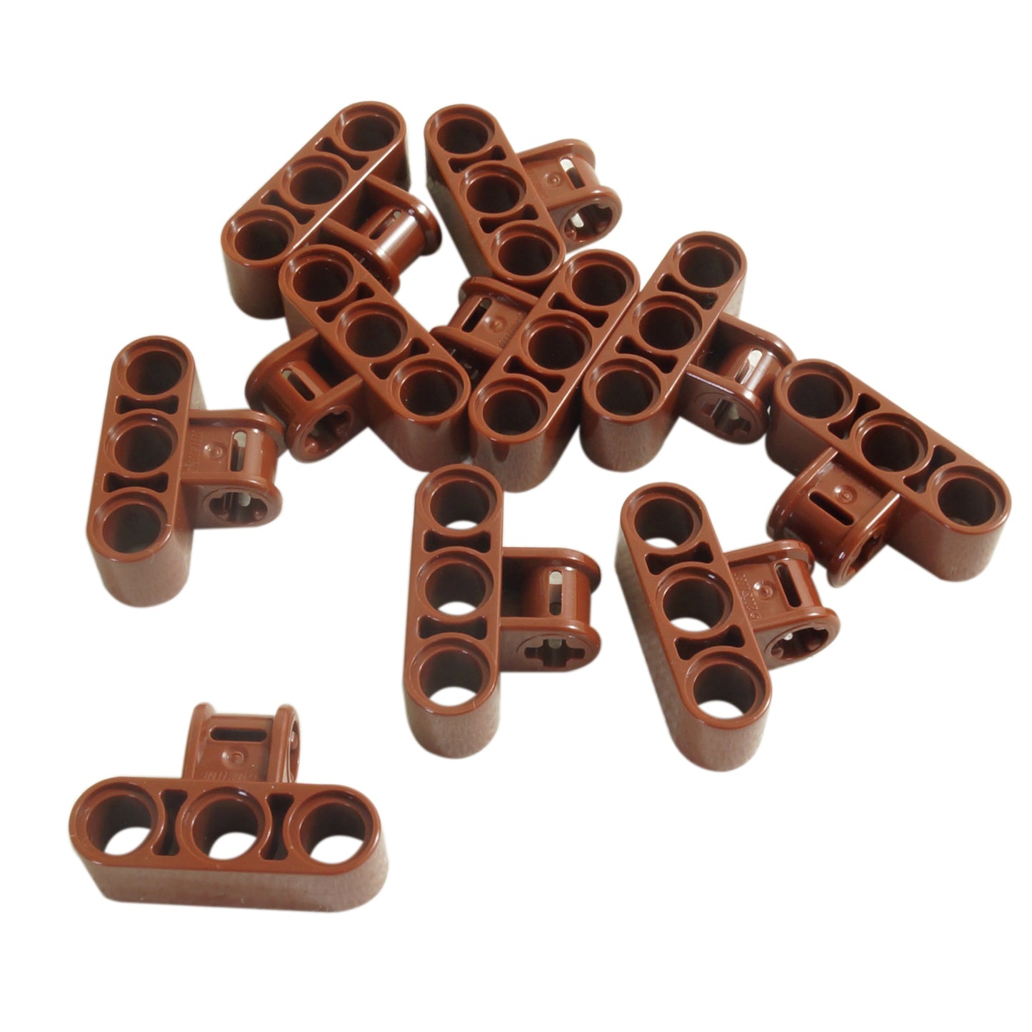LEGO® Technic connector 63869 axle and pin connector perpendicular triple with three openings reddish brown
