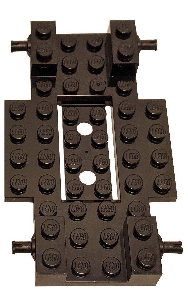 LEGO® vehicle base 65202 6 x 10 x 1 with recessed center two holes and side axle extensions